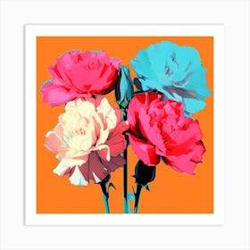 Andy Warhol Style Pop Art Flowers Carnation 3 Square Art Print