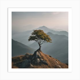 Lone Tree On Top Of Mountain 28 Art Print