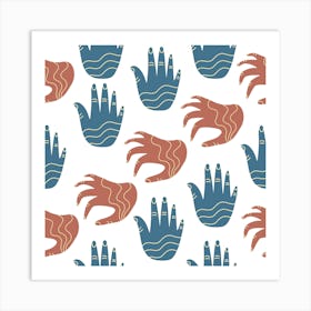 Seamless Pattern With Hands Boho Art Print