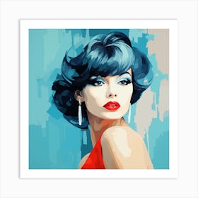 Woman With Blue Hair Art Print