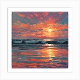 Sunset At The Beach Art Print