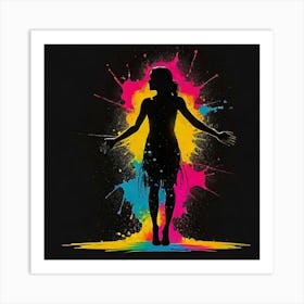 Girl With Paint Splatters Art Print