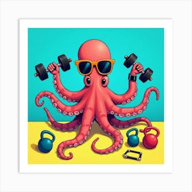 Flux Dev A Whimsical Illustration Of An Octopus Wearing A Pair 0 Art Print