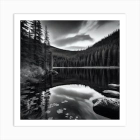 Black And White Lake 2 Art Print