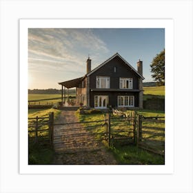 Country House At Sunset Art Print