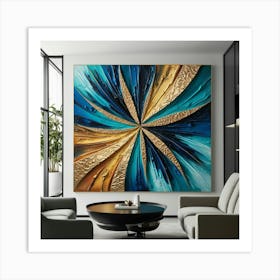 Abstract Blue And Gold Painting Art Print