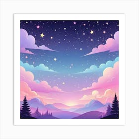 Sky With Twinkling Stars In Pastel Colors Square Composition 86 Art Print