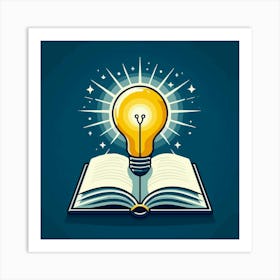 Books With Bulb Idea Design Glowing Bulb On Book Ideas (8) Art Print