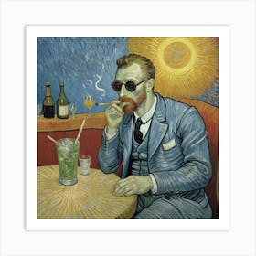 Hybrid on the Rocks: A Surreal Bar Scene Art Print