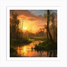 Sunset In A Swamp Art Print