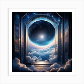 Surreal Visualization Of A Geometric Portal Like A Window Into A Dreamy Abstract Sky Filled With Sw (3) Art Print