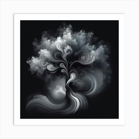 Abstract modernist Smoky tree 3 Art Print