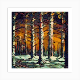 Twilight In The Forest Woods Trees Night Shadows Art Print