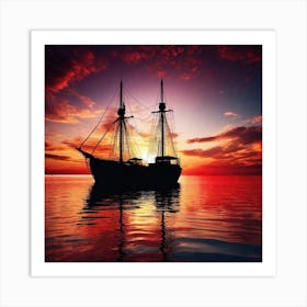 Sunset Sailboat 10 Art Print