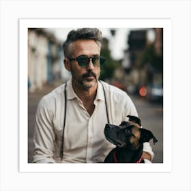 Man With Dog Art Print