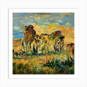 Lions In The Grass Art Print