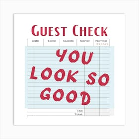 Guest Check 1 Art Print