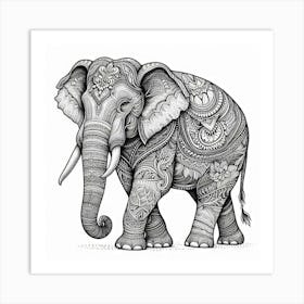 Line Art elephant Art Print