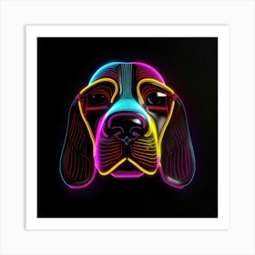 Neon Dog Head 1 Art Print