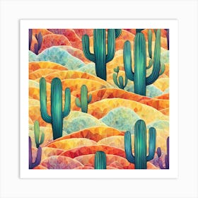 Cactus Pattern 20 Art Print