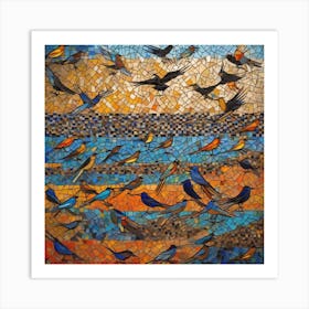 Mosaic Birds In Flight Art Print