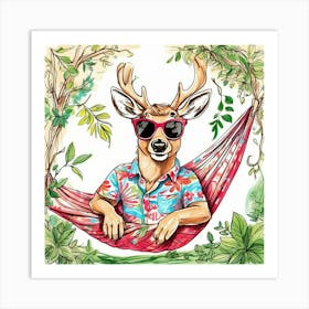 Deer In Hammock 4 Art Print