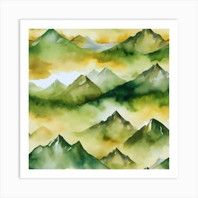 Watercolor Mountains Art Print