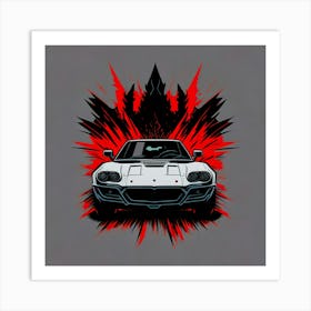 Car Red Artwork Of Graphic Design Flat (175) Art Print