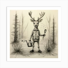 Deer In The Woods 142 Art Print