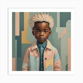 Black Boy With White Hair Art Print