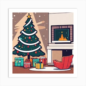 Christmas Tree In The Living Room 91 Art Print