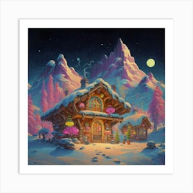 Mountain village snow wooden 6 2 Art Print