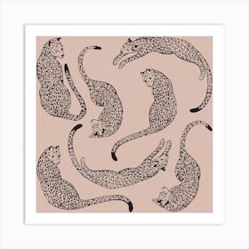 Pink Leopard Love Squ Square Art Print