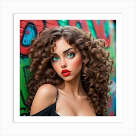 Beautiful Girl With Curly Hair 1 Art Print