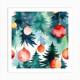 Christmas Tree Seamless Pattern 6 Art Print