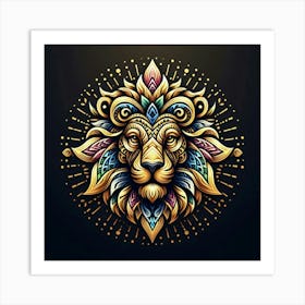 Lion head tribal 1 Art Print