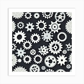 Gears On A Black Background 16 Art Print