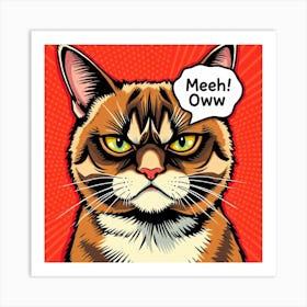 Grumpy Cat - Meeh Oww Text Art Print