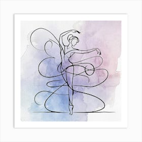 Ballerina Line Art Drawing 1 Art Print