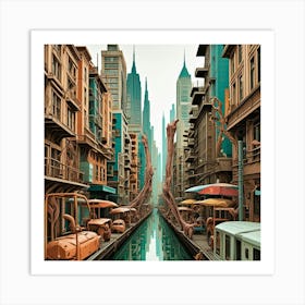 Steampunk Street Cubism Style Art Print