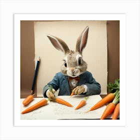 Rabbit Writing 13 Art Print