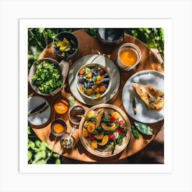 Healthy Food On A Wooden Table Art Print