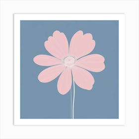 A White And Pink Flower In Minimalist Style Square Composition 56 Art Print