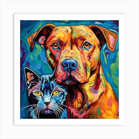 Dog And Cat Painting 6 Art Print
