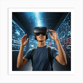 Young Man In Virtual Reality Art Print