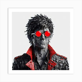 Man With Red Glasses Art Print