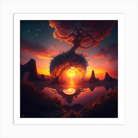 Tree Of Life Sunset Art Print