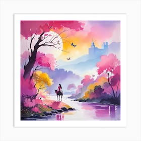 Girl On Horseback Art Print