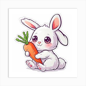 Cute Bunny With Carrot Affiche