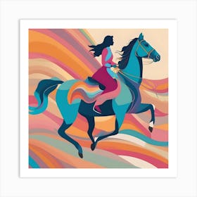 The Horse and His Rider, Pastel Colors Art Print